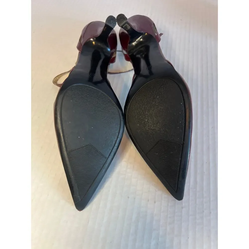 Nine West Vintage Y2K Folowe d'Orsay Burgundy Ankle Strap Heels size 8 - Picture 12 of 14